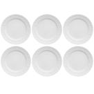 Jogo 6 Pratos de Sobremesa em Porcelana 20,5cm Tassel Germer Branco Redondo