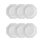 Jogo 6 Pratos de Sobremesa Prisma Brancos 20,5 cm Porcelana Schmidt