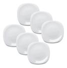 Jogo 6 Pratos De Sobremesa Quadrados Opaline Branco 20cm