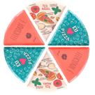 Jogo 6 Pratos Formato Pizza Melamina Rígida Triangulo Estampa
