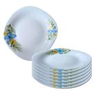 Jogo 6 Pratos Fundo De Vidro Quadrado Jantar Floral 26cm