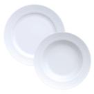 Jogo 6 Pratos Fundos 6 Pratos Rasos Chevron Porcelana Germer