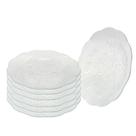 Jogo 6 Pratos Fundos De Vidro Fundo 22 cm Almoço Jantar Mesa Transparente Rosas