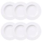 Jogo 6 Pratos Fundos Porcelana Branca 23cm Mesa Posta Aba Larga 330ml Tramontina Ingrid