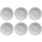 Jogo 6 Pratos Fundos Redondos 23,5cm em Porcelana com Relevo Tassel Germer Branco