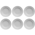 Jogo 6 Pratos Fundos Redondos 23,5cm em Porcelana com Relevo Tassel Germer Branco