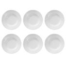 Jogo 6 Pratos Fundos Vidro Opaline Branco Temperado, Allmix, Kit Conjunto