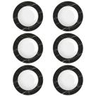Jogo 6 Pratos Germer Fundos Preto e Branco 23cm Nero Porcelana com Estampa Mármore