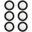 Jogo 6 Pratos Germer Fundos Preto e Branco 23cm Nero Porcelana com Estampa Mármore