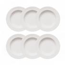 Jogo 6 Pratos Massa e Risoto 28cm Porcelana Branca Profissional Germer