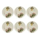 Jogo 6 Pratos Melamina Cor Branco Flor 28cm Raso Resistente