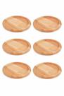 Jogo 6 Pratos para Churrasco 20x20x2cm Madeira Teca WoodArt