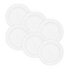 Jogo 6 pratos para sobremesa 19cm de porcelana branca com borda prateada Monaco Wolff - 18077