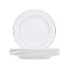Jogo 6 pratos para sobremesa 19cm de porcelana branca com fio de ouro Monaco Wolff - 18083