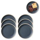 Jogo 6 Pratos Preto em Melamina Oriental 21,5cm Luxo
