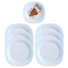 Jogo 6 Pratos Quadrado Branco 20cm em Melamina Premium