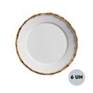 Jogo 6 Pratos Raso De Bambu 27cm Flat Borda Grossa Scalla