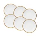 Jogo 6 pratos rasos 27 cm de porcelana branca e dourado Paddy Wolff - 18152