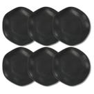 Jogo 6 Pratos Rasos 27,5cm Ryo Volcano Preto Fosco Oxford Porcelanas