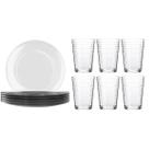 Jogo 6 Pratos Rasos Astral + 6 Copos Ginga 265ml Conjunto