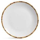 Jogo 6 Pratos Rasos Branco com borda de Bambu Scalla - 7897949416923