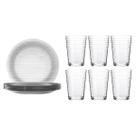 Jogo 6 Pratos Rasos Diamante + 6 Copos Ginga 265ml Conjunto