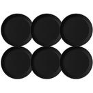 Jogo 6 Pratos Rasos Redondos 25cm Pratos Plástico Preto Servir Lanches Petiscos Coza