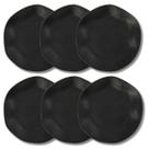 Jogo 6 Pratos Sobremesa 21,5cm Ryo Volcano Preto Fosco Oxford Porcelanas