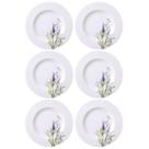 Jogo 6 Pratos Sobremesa 21cm em Porcelana Tramontina Pratinho Servir Doces Tortas Decorado Lilla