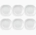 Jogo 6 Pratos Sobremesa Opalino Quadrado 19,5cm