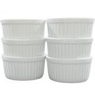 Jogo 6 Ramequins de Porcelana Branca 250ml com Forma Canelada