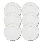 Jogo 6 Sousplat De Plástico Redondo Patinado Moon Branco Mesa Posta 33cm Lyor