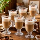 Jogo 6 Taça Capuccino 230ml Vidro Cafe Bebida Alça Espresso