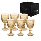 Jogo 6 Taça De Vidro Água Suco Fume Verde Diamond Bico de Jaca 320ml