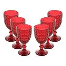 Jogo 6 Taça de Vidro Água Suco Roman Vermelho Wolff 345ml