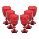 Jogo 6 Taça De Vidro água Suco Roman Vermelho Wollf 345ml