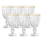 Jogo 6 Taça de Vidro com Borda Dourada Melina Premium Transparente para Água 260ml Haüskraft