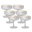 Jogo 6 Taça De Vidro Coupe Com Borda Dourada Lines Canelada Para Drinks Sobremesa Wolff 200ml Jogo 6 Taça De Vidro Coupe Com Borda Dourada Lines Canelada Para Drinks Sobremesa Wolff 200ml