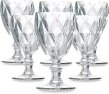Jogo 6 Taça Diamante Copo Vidro Transparente Bico De Jaca 340ml - Glass Nix