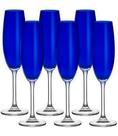 Jogo 6 Taças 220ml Para Champanhe Colibri Azul Escuro Cristal Ecológico Bohemia