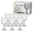 Jogo 6 Taças 390ml Vidro Canelado Versalhes Borda Dourada
