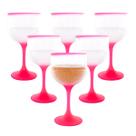 Jogo 6 Taças 500ml Coloridas Rosa Neon Degradê Para Servir Drinks Caipirinha Gin Tônica Suco Refri Kit Festa Churrasco Bar Happy Hour Balada