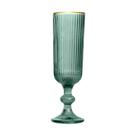 Jogo 6 Taças Champanhe 160ml Borda Dourada Verde Cameratta