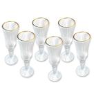 Jogo 6 Taças Champanhe Borda Dourada Graffiato Transparente 150ml Hauskraft