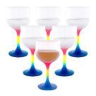 Jogo 6 Taças Coloridas 500ml Servir Drinks Capirinha Gin Tônica Cores Neon Degradê Kit Para Festas Churrasco Aniversário Bar Brilha Na Luz Negra