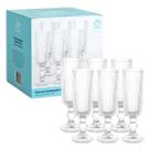 Jogo 6 Taças de Champagne 170ml Vidro Transparente Vertical Copo Versalhes Gold Espumante Degustação Casamento Festas Eventos Ano Novo Cozinha