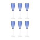 Jogo 6 Taças de Champanhe Espumante de Vidro Orquídea Azul 200ml Wolff