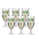 Jogo 6 Taças De Cristal Palm Tree Coqueiro Para água Suco Wolff 450ml
