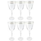Jogo 6 Taças De Cristal Vinho Água 350ml Borda Dourada Gold Elizabeth Luxo Bohemia