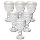 Jogo 6 Taças De Licor De Vidro Com Borda Dourada Fio De Ouro Bico De Abacaxi Transparente 50ml Lyor